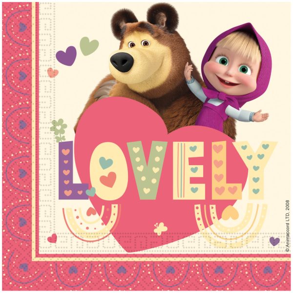 Masha and the Bear Sweet Heart servetter 20-pack 33x33 cm FSC