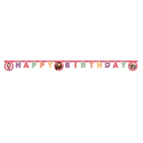 Masha och Björnen Sweet Heart Happy Birthday-skylt 200 cm FSC