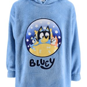Bluey Stars fleecefilt med ärmar, poncho 3–5 år