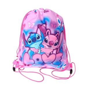Disney Lilo & Stitch Gympapåse 37 cm – Rosa Gymnastikpåse / Sportpåse med Snörning, Lätt & Slitstark