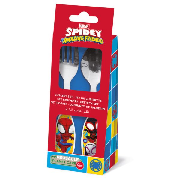 Spindelmannen Spidey Friends bestickset i metall - 2 delar