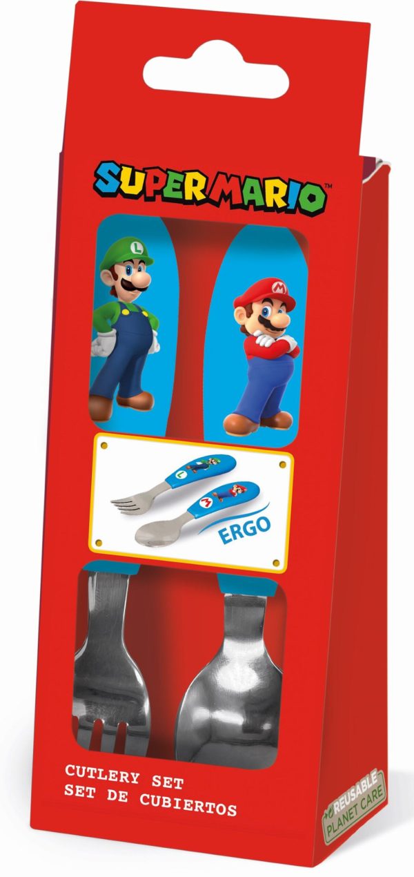 Super Mario Brothers metallbestickset med ergonomisk design - 2 delar