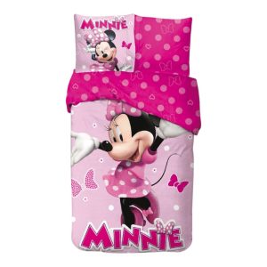 Disney Mimmi Pigg Rosa Prickig Bows Bäddset 140×200 cm, 65x65 cm