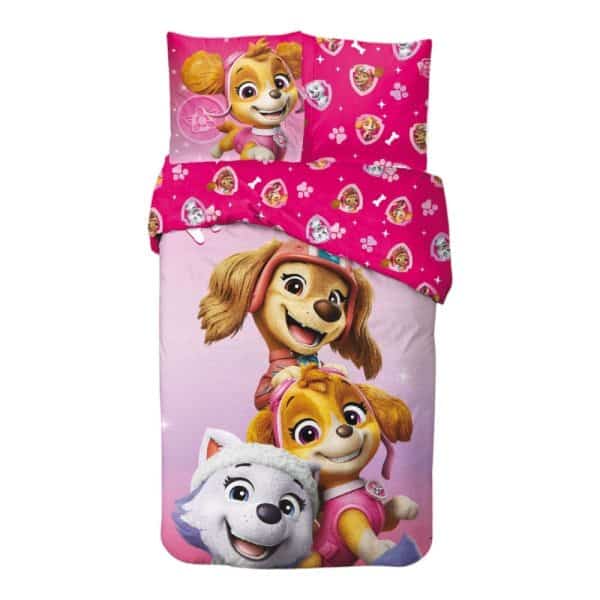 Paw Patrol Pink Squad påslakan set 140×200 cm, 65×65 cm