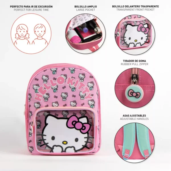 Hello Kitty Ryggsäck Barn 30 cm – Rosa Skolväska med 2 Fack, Justerbara Axelremmar, Söt & Praktisk - Bild 3