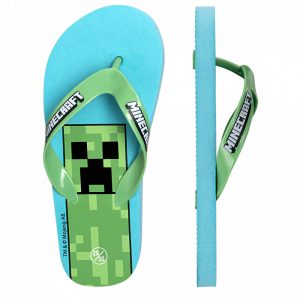 Minecraft Flip-Flops Barn 35/36 – Blå Badtofflor med Creeper