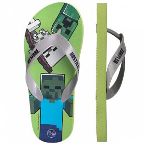 Minecraft Flip-Flops Barn 35/36 – Gröna Badtofflor med Minecraft-motiv