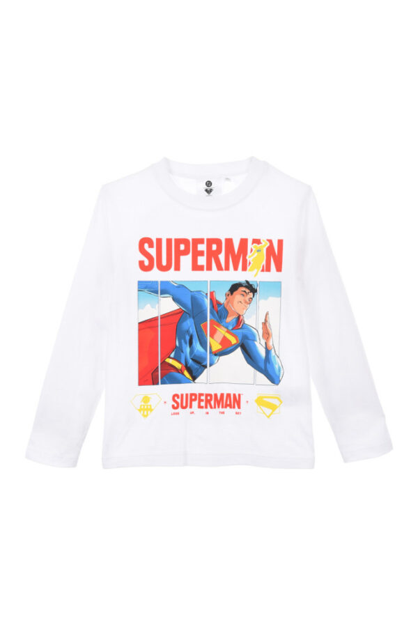 Superman vit långärmad tröja för barn, storlek 4 år / 104 cm