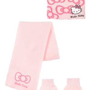 Hello Kitty Bow Rosa barnmössa + halsduk + vantar set 54 cm