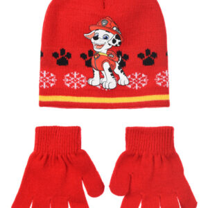 Paw Patrol Marshall rött barnset med mössa och vantar 52 cm