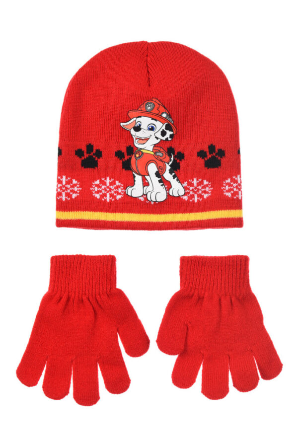 Paw Patrol Marshall Röd barnmössa och vantar set 54 cm
