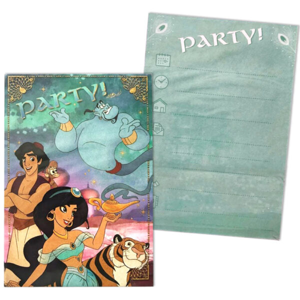 Disney Aladdin Inbjudningskort till fest 15x10 cm