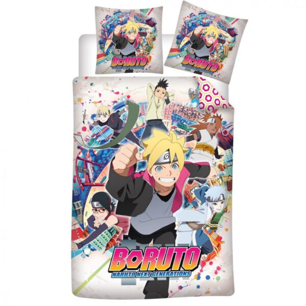 Naruto Ninja Squad Boruto påslakanset / bäddset 140x200 cm, 63x63 cm mikrofiber