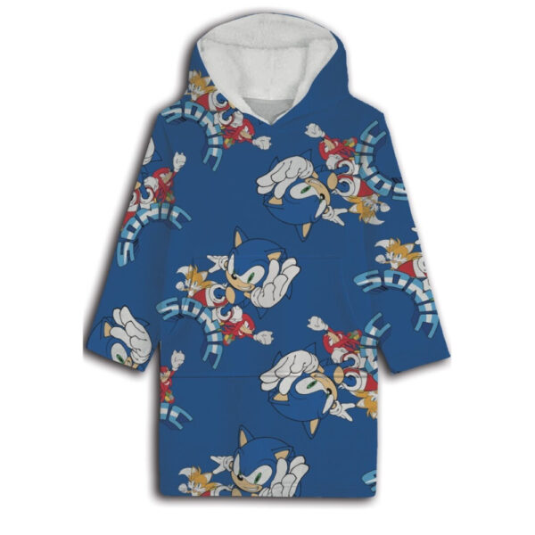 Sonic the Hedgehog bärbar fleecefilt, poncho för barn 7-14 år