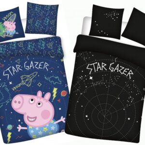 Greta gris Stjärnskådare Glow-in-the-dark barnsängkläder 100x135cm, 40x60cm