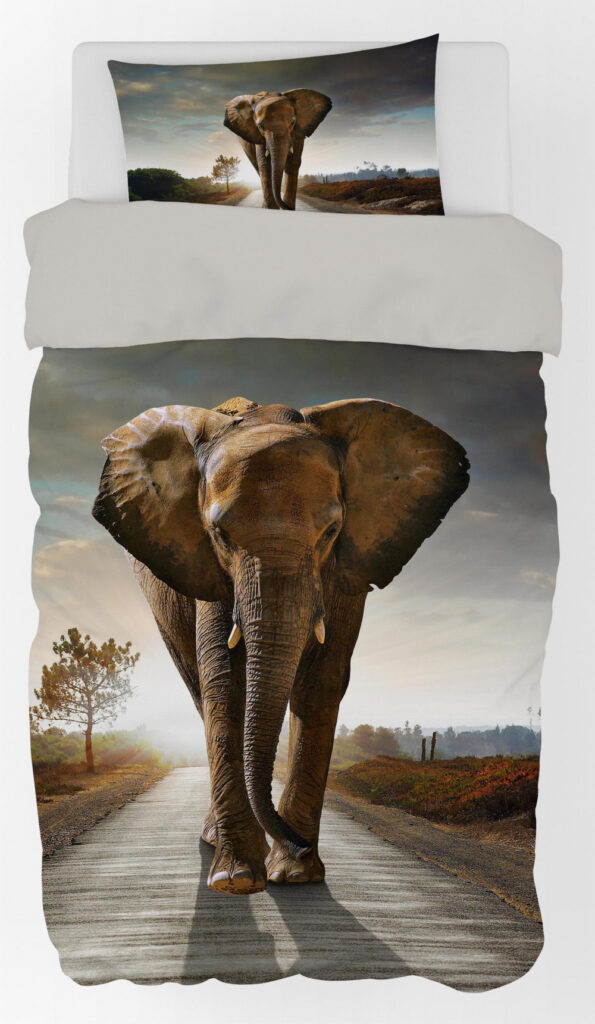 Elefant påslakan 140x200 cm, örngott 70x90 cm