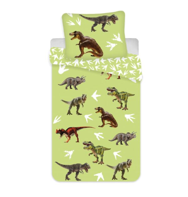 Dinosaur grönt barnsängkläder set 100x135 cm, 40x60 cm