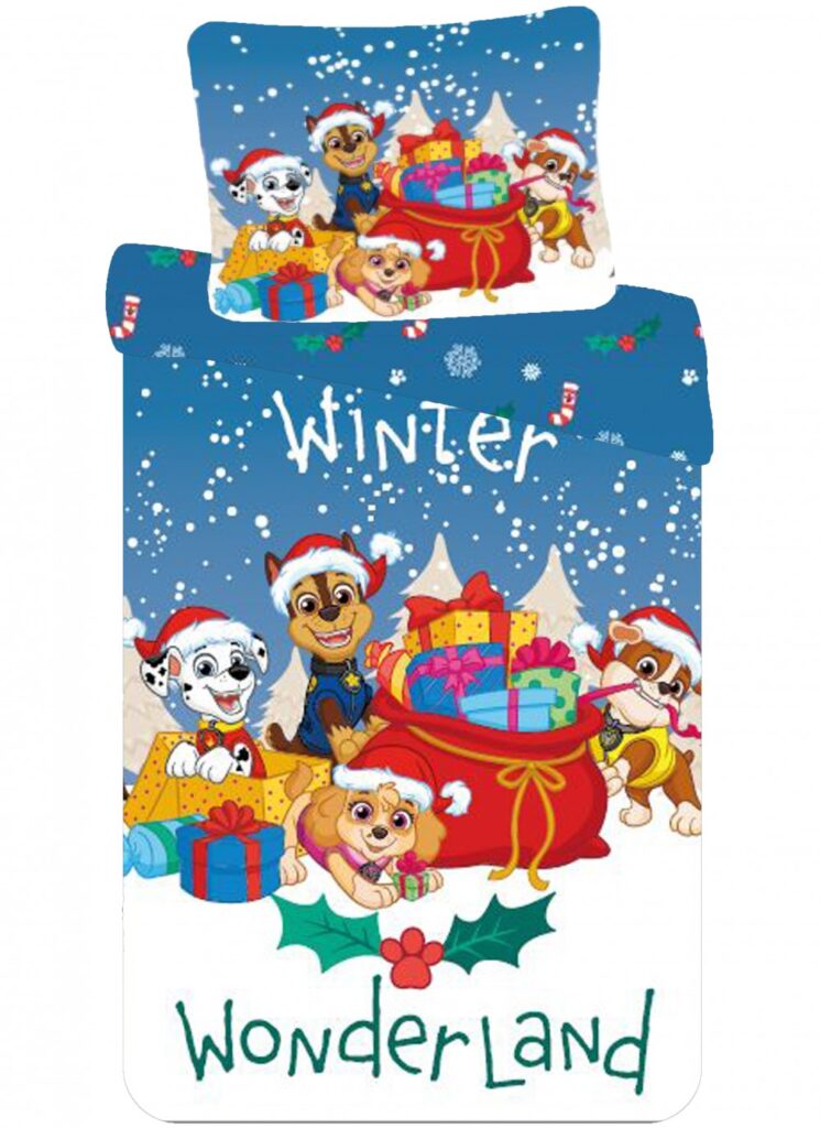 Paw Patrol julpåslakan 140x200 cm, 70x90 cm