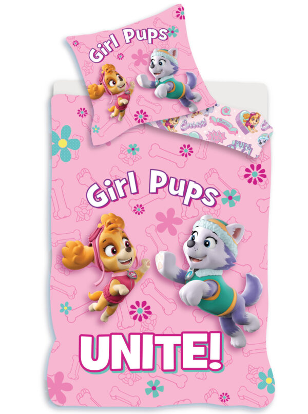Paw Patrol Girl Unite barns påslakanset 100x135 cm, 40x60 cm