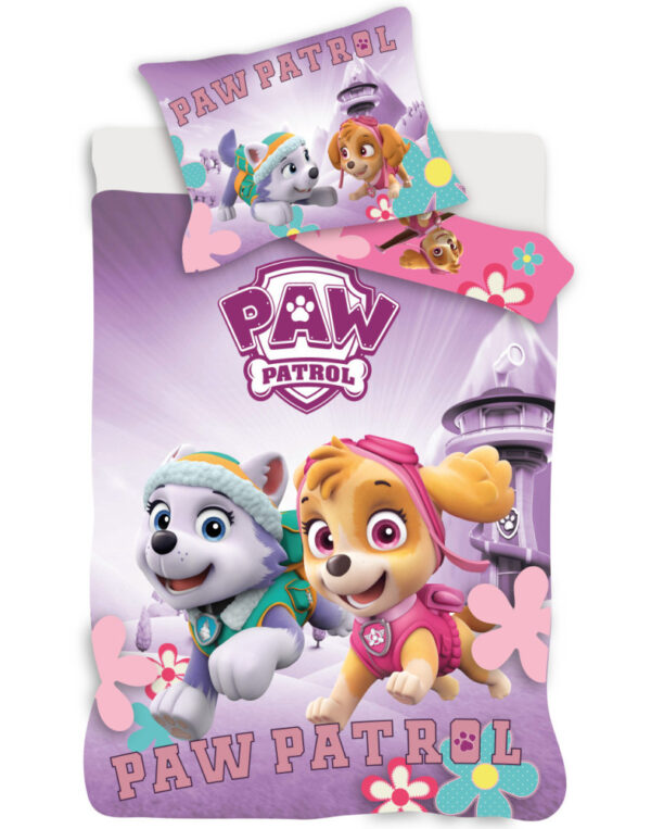 Paw Patrol lila barns påslakanset 100x135 cm, 40x60 cm