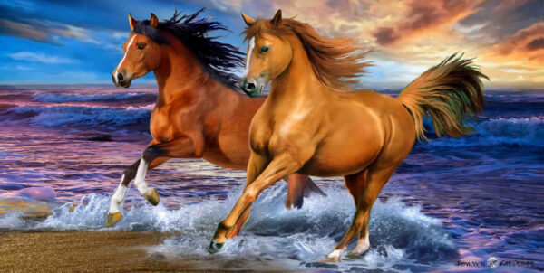 Horses Seaside badhandduk, strandhandduk 70x140 cm