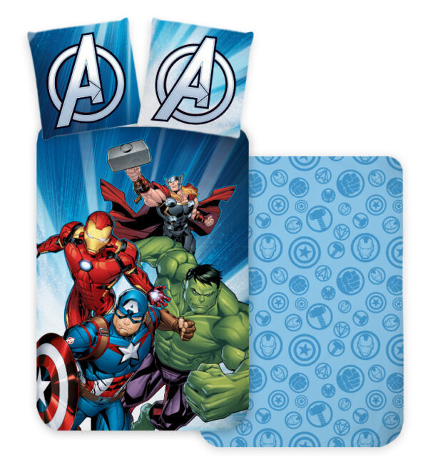 Avengers Power Strike påslakanset / bäddset, 140x200 cm, 70x90 cm, bomull