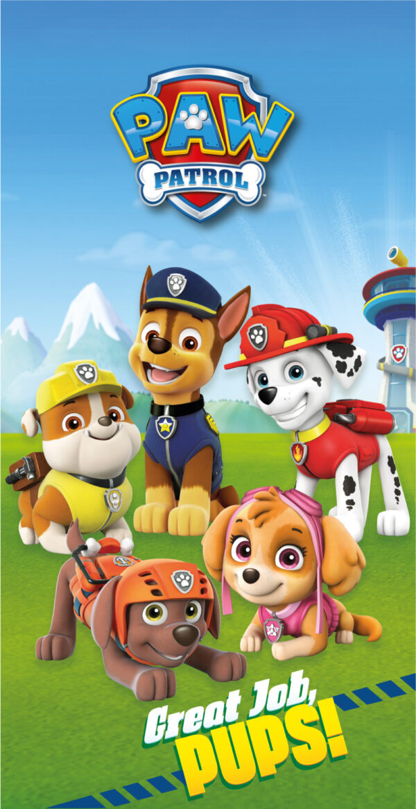 Paw Patrol Great Job badhandduk, strandhandduk 70x140 cm