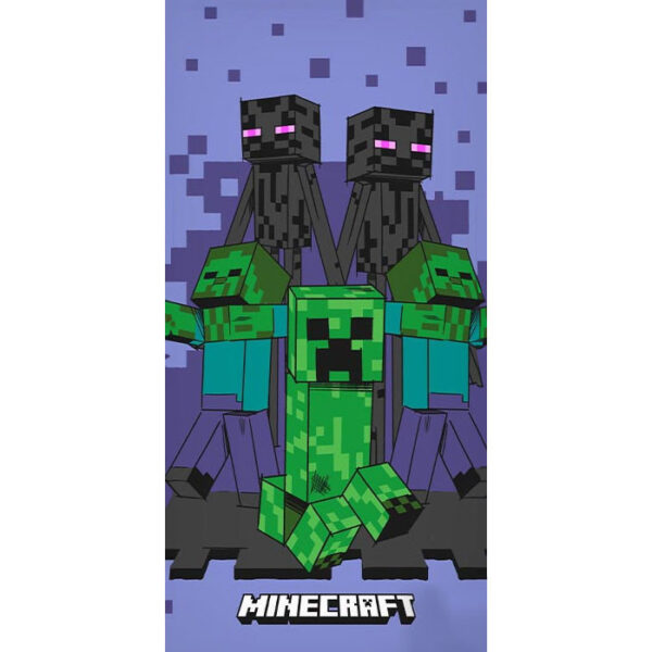 Minecraft lila badhandduk, strandhandduk 70x140 cm
