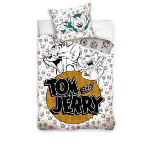 Tom and Jerry vitt påslakanset 140x200 cm, 70x90 cm