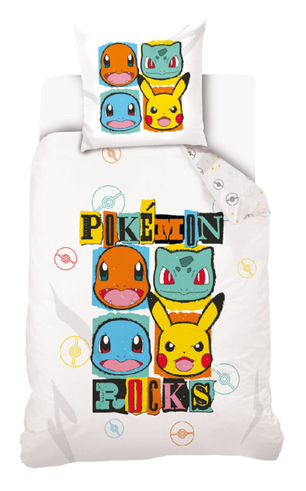 Pokémon Rocks påslakanset / bäddset, 140x200 cm, 70x90 cm, bomull