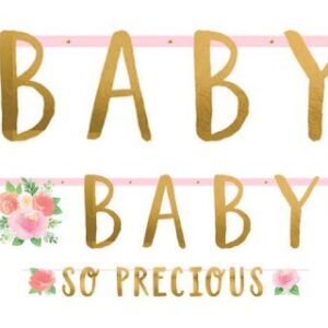 Baby Sweet Baby Girl Blommig pappersdekoration 2 delar