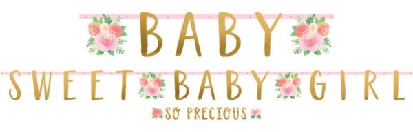 Baby Sweet Baby Girl Blommig pappersdekoration 2 delar