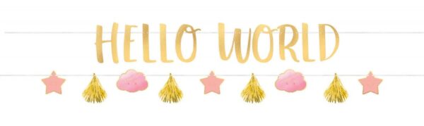 Baby Girl Hello World text 176,8 cm 2 delar