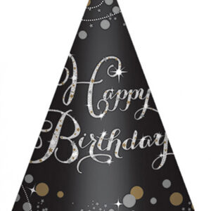 Happy Birthday Guld Partyhatt, 6 st