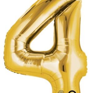 Number Gold, jätteballong i folie, nummer 4, 91x60 cm