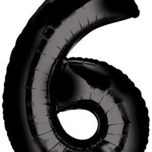 Number Black Giant folieballong 6, 86×55 cm