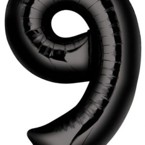 Number Black jätte folieballong 9, 86x55 cm