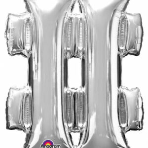 Number Mini Folieballong Hashtag-ikon, Silver 33 cm