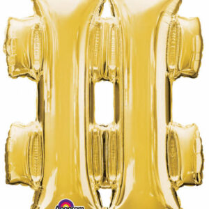 Number Gold, mini folieballong hashtag-ikon 33 cm