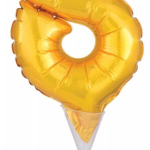 Number Gold, guldfärgad folieballong siffra 8 för tårta 15 cm