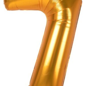 Number Gold, guldfärgad folieballong siffra 7, 134 cm