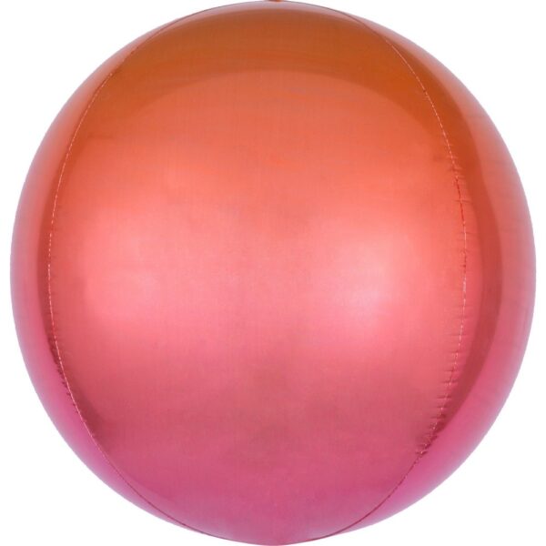 Folieballong sfär ombré röd och orange 40 cm