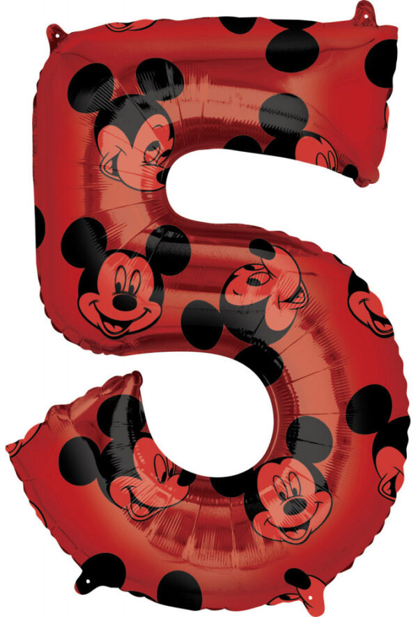 Disney Musse Pigg Röd folieballong siffra 5, 66 cm