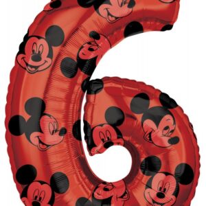 Disney Mickey Röd folieballong siffra 6, 66 cm