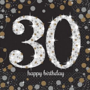 Happy Birthday Gold Happy Birthday 30 servetter 16 stycken 33x33 cm