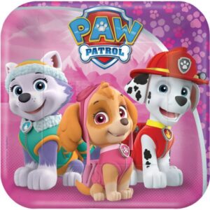 Paw Patrol rosa pappersassietter 8 st 18 cm