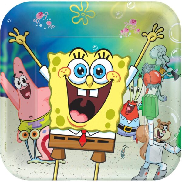 SpongeBob Skratt papperstallrik 8-pack 23 cm