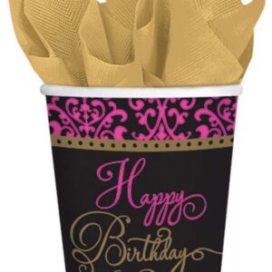 Happy Birthday pappersmuggar, set om 18 st, 266 ml