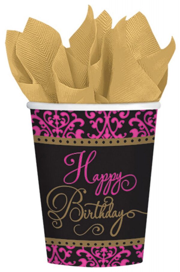 Happy Birthday pappersmuggar, 18-pack, 266 ml