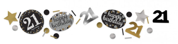 Happy Birthday Guld 21 konfetti